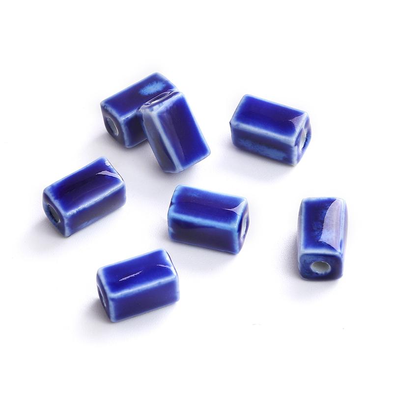 10 шт. 13x8 мм фарфоровые бусины с цветочной глазурью, прямоугольные кубовидные керамические бусины для изготовления ювелирных изделий, сделай сам, подвески, браслет, ожерелье, ремесла