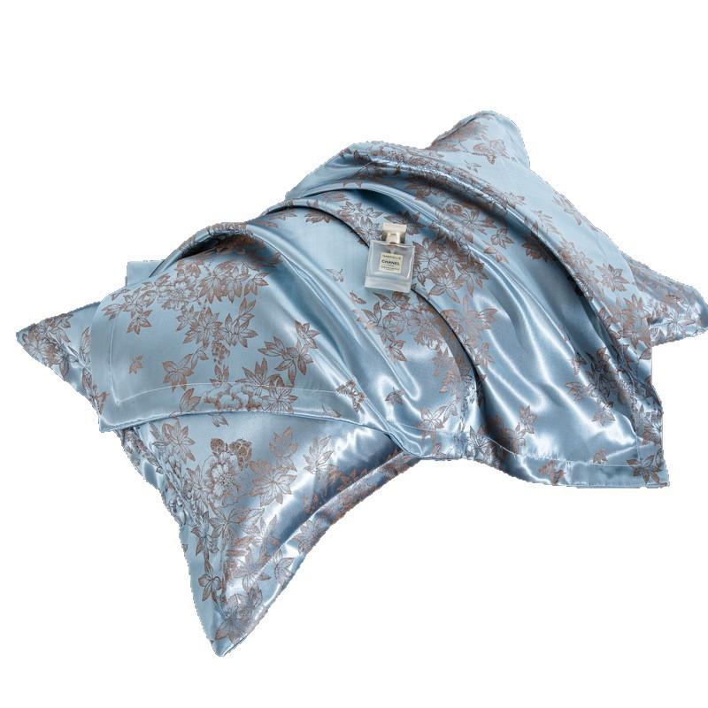 Cooling Ice Silk Pillowcase Adults Breathable Jacquard Pillow Cover 48x74cm European Style