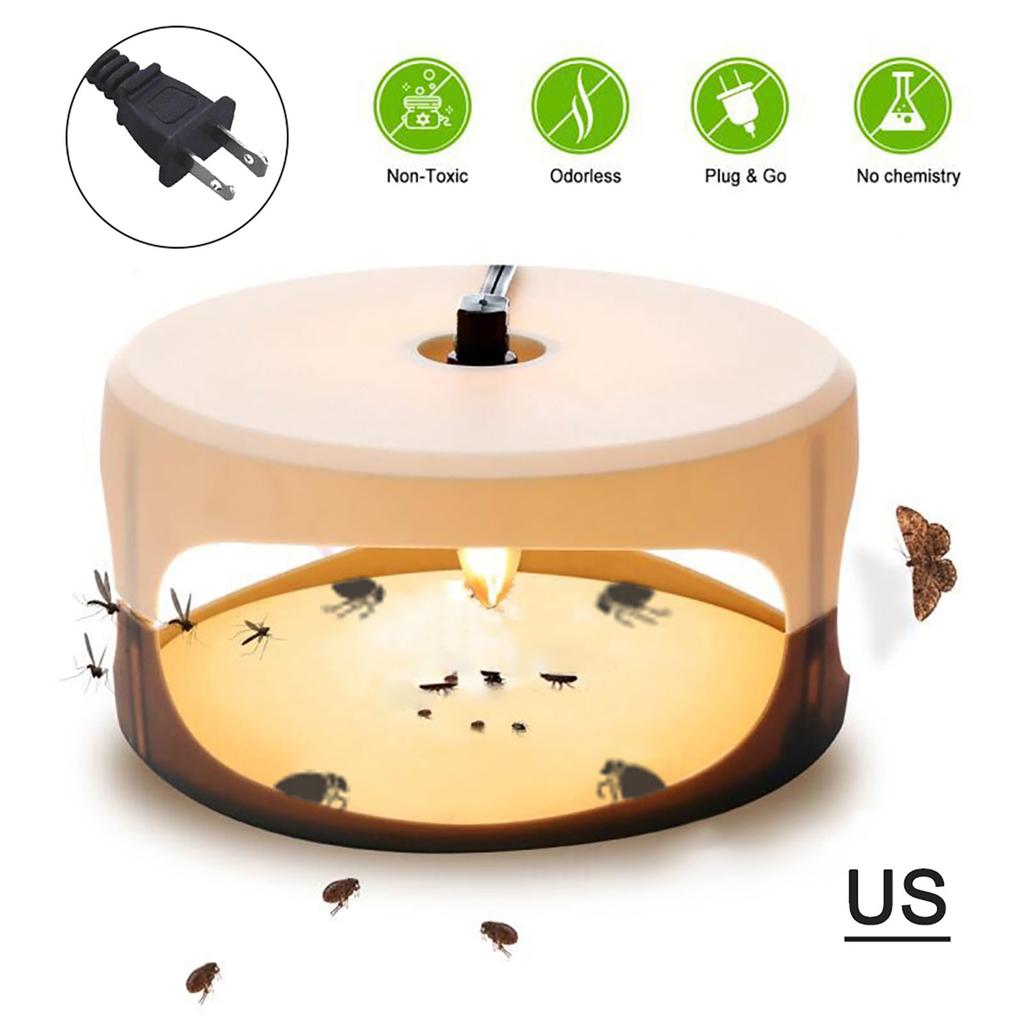 Flea Trap Dome Flea Bed Bug Trap with 2 Trapping Boards, Odorless Non-toxic Flea Killer Trap Pad, Flea Trap Light Children and Pets Friendly