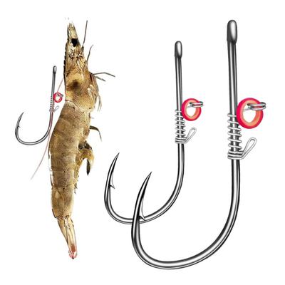 10 шт./набор из 10 шт./комплекта крючок для фиксации живой креветки, прочный рыболовный крючок из углеродистой стали с зазубринами и отверстием