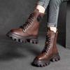 Fashion Boots Woman Winter 2024 New In Half Boot Booties Genuine Leather and Fur Leather Punk Chelsea Gothic Y2k Shoes for Women Padded