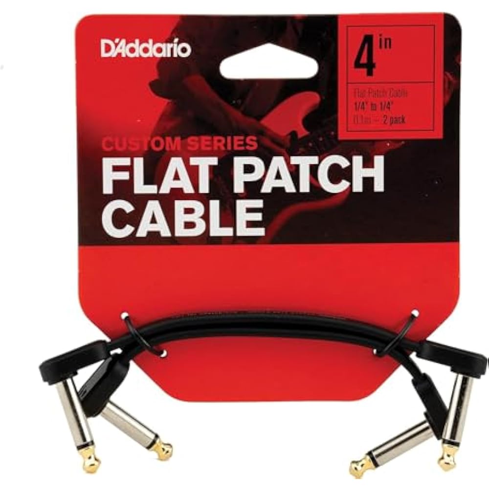 D'Addario Daddario Patch Cable (Shielded Cable) Flat Patch Cable 2 Piece Set PW-FPRR-204 (10cm L-...