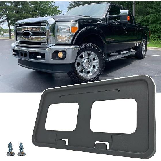 Рамка для переднего номерного знака для Ford F250 F350 F450 F550 Super Duty 2024 2025 2026 Без сверления Держатель переднего бампера для номерного знака Крепежный кронштейн Крышка