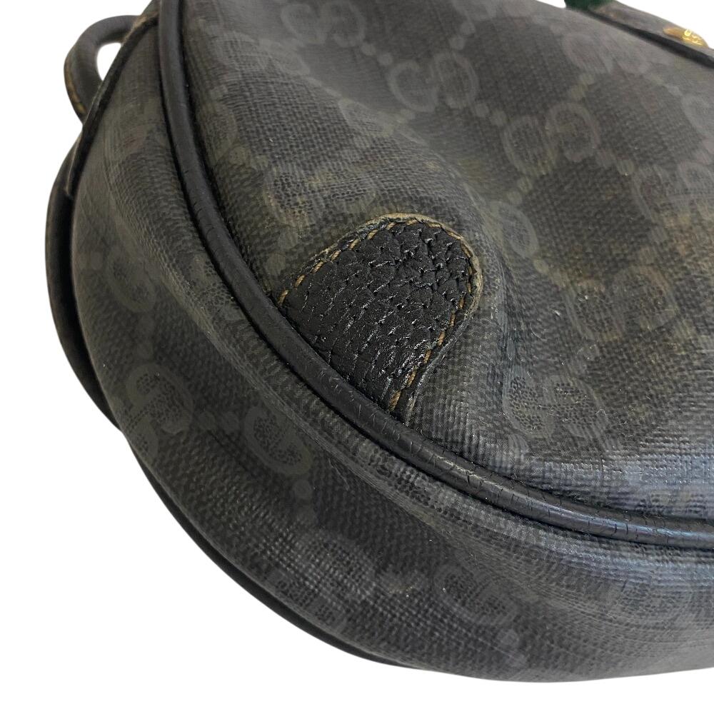 Gucci 066 Старая сумка-клатч Gucci линия Shelly с узором GG из кожи Наплечная сумка из серой кожи Женская Б/у