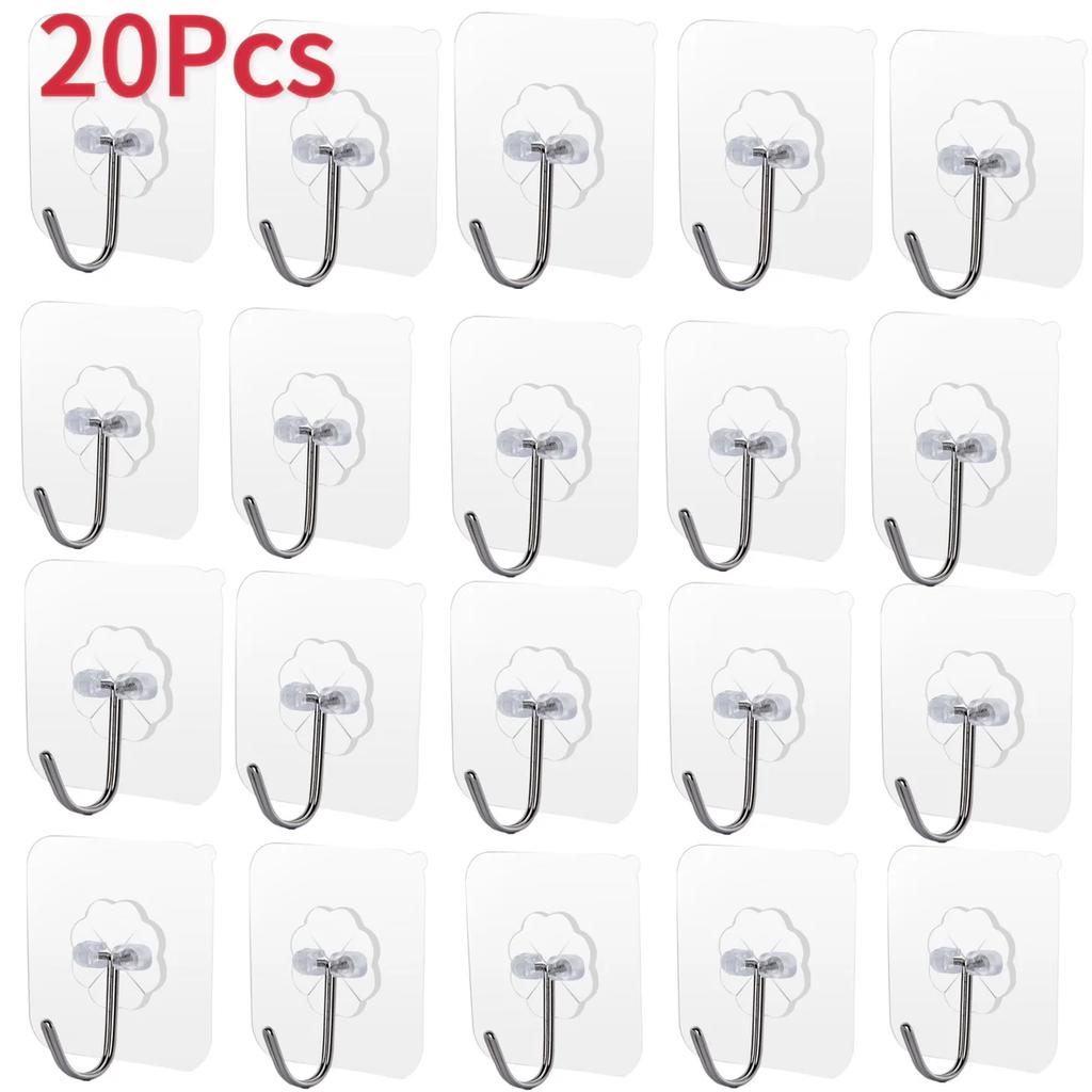 5/10/20/30/40Pcs Self-adhesive Hook Transparent Door Wall Hook Child Heavy Load Rack Kitchen Bathroom Towel Key Rack Sticky Hook