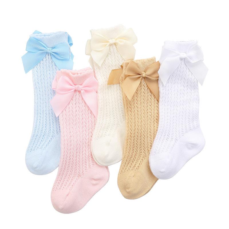 Baby Girl Socks Toddler Baby Bow Cotton Summer Mesh Baby Knee Socks Newborn Infant Non-slip Long Princess Baby Kids Thin Socks