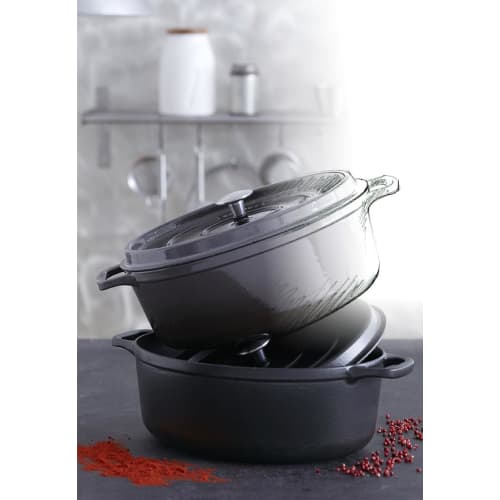 Invicta 22cm Cast Iron Enamel Round Casserole, Induction Compatible, Made In France, Ruby Red, PUV402220