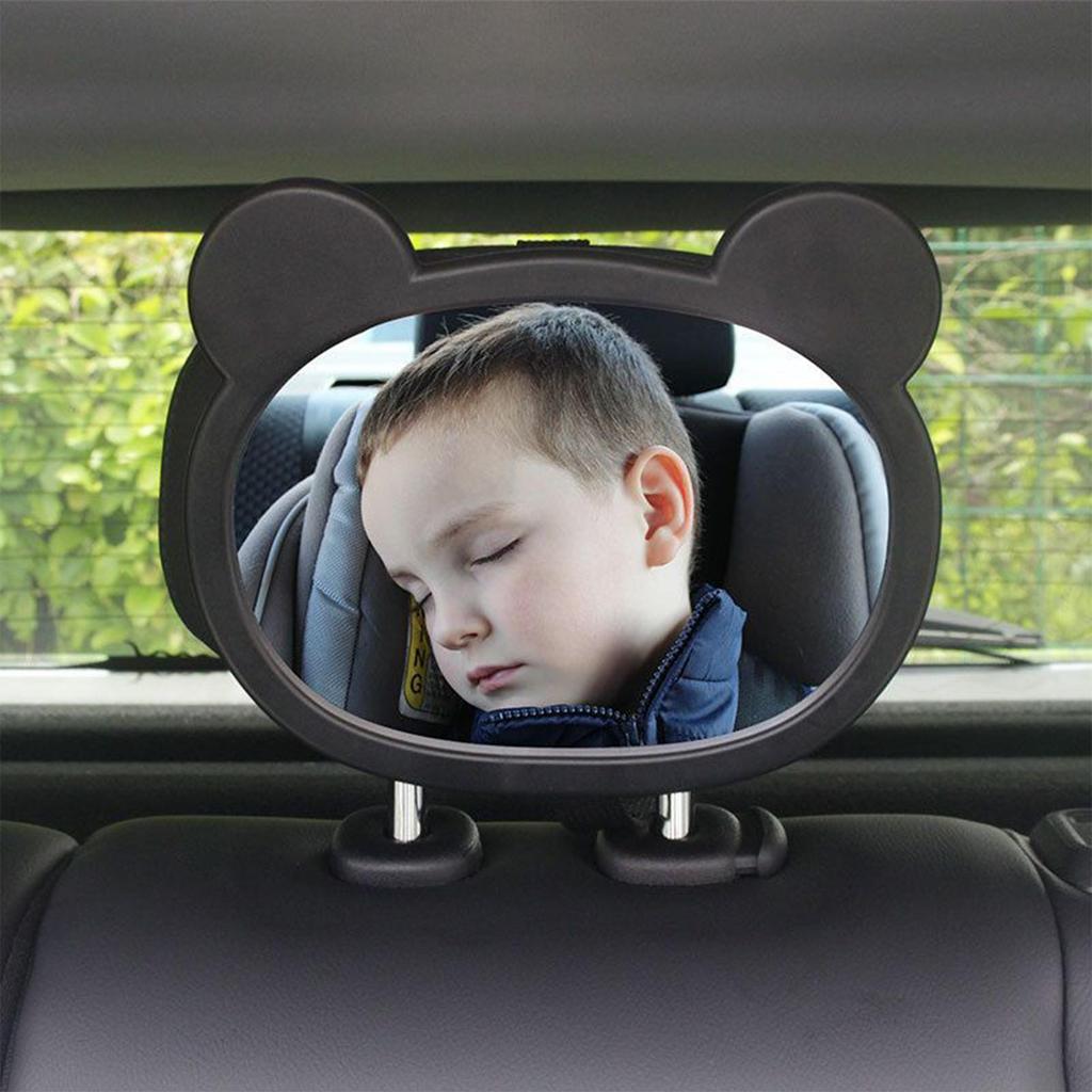 Car Seat Mirror 360 Degree Rotation Backseat Baby Mirror Rear Facing With Cartoon Frame Safety Monitor Rearview Shatterproof For
