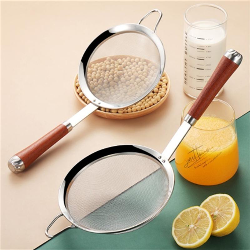 80 меш Скиммер-сито из нержавеющей стали с длинной деревянной ручкой Кухонный фильтр для растительного масла Сито для сока Фритюрница Ковш