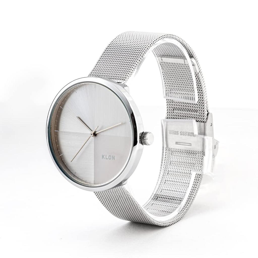 Часы серебряные популярные брендовые стильные унисекс KLON Fourth Dimension 38 мм женские женские -SILVER MESH-