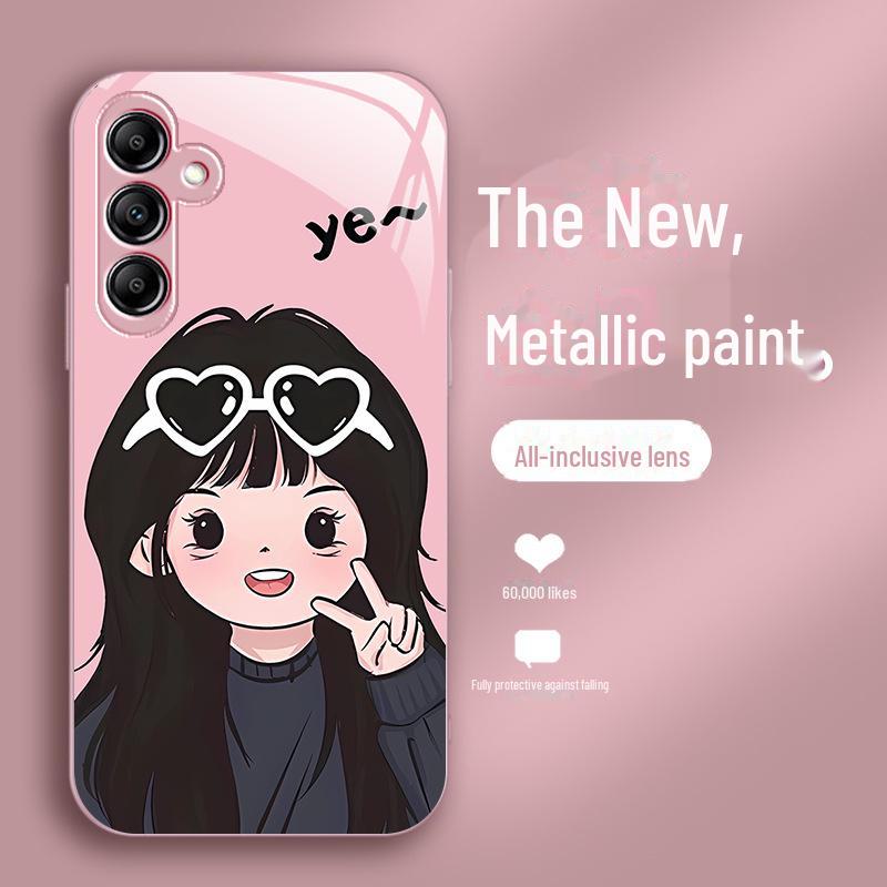 Креативный чехол из жидкого стекла для пары для Samsung A32, S21, S30, A23, A25