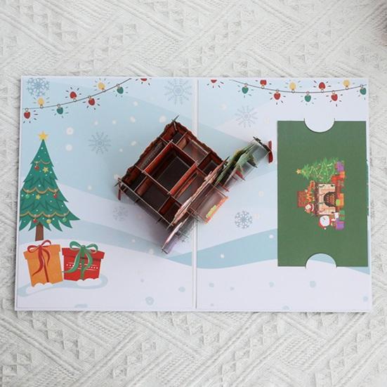 Yousheng 3D Christmas Fireplace Greeting Card Pop-Up Holiday Card for Festive Wishes Cozy Holiday Home Decoration