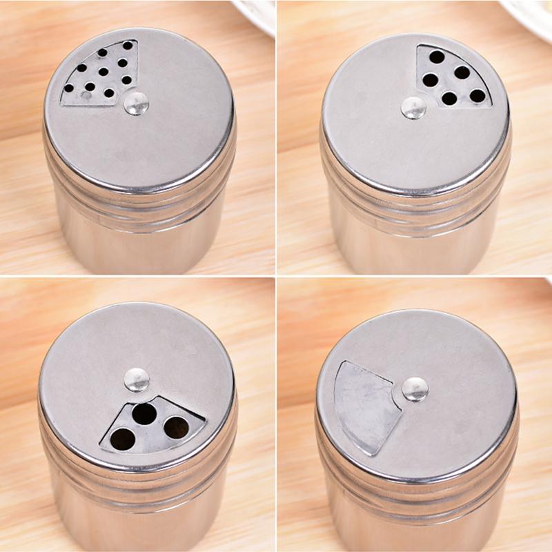Stainless Steel Pepper Bottle with Rotating Cover Seasoning Storage Can Spice Jar Salt Sugar Container Kitchen Tools