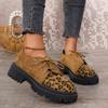 Женские леопардовые балетки на платформе из замши, повседневные кроссовки, зимняя мода 2025 года, спортивная обувь для бега, удобная шнуровка, Zapatos Mujer