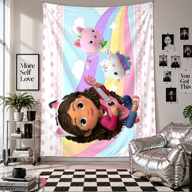Wall TapestryGabby’s Dollhouse Art Hanging Cloth Decorative Background Cover for Room Decoration