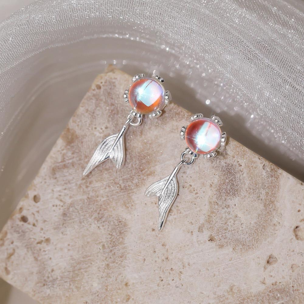 Forest Fairy Wind Moon Light Bubble Fish Tail Earnail Women's Fashion Versatile and Niche Mermaid Hime Earrings