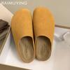 Тапочки женские замшевые на платформе повседневные туфли-мюли с открытой пяткой женские 2024 новый тренд зимняя мода шлепанцы прогулочная обувь Mujer