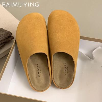 Тапочки женские замшевые на платформе повседневные туфли-мюли с открытой пяткой женские 2024 новый тренд зимняя мода шлепанцы прогулочная обувь Mujer