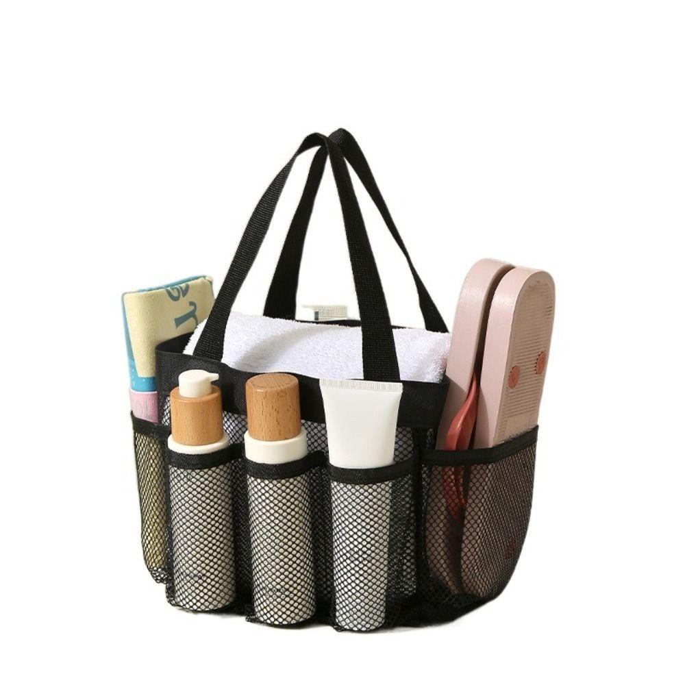 PVC Mesh Beach Bag Nylon Swimming Tote Bag Soild Color Hollow Out Handbag School