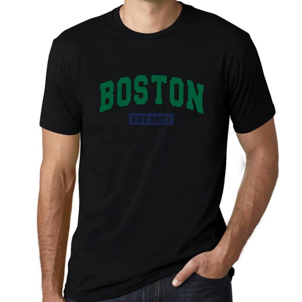 100% хлопок Мужская мода Boston EST 1997 Повседневные футболки с коротким рукавом