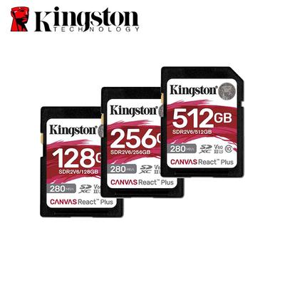 Kingston Карты памяти емкостью 512 ГБ со скоростью до 280 МБ/с | SD-карта Canvas React Plus | Высококачественная фотография | Класс 10 UHS-II U3 V60, SDR2V6/128 ГБ/256 ГБ/512 ГБ