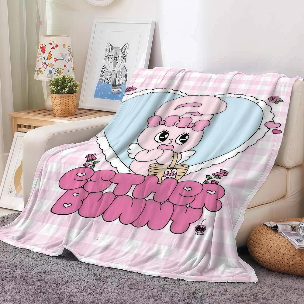 Мультяшное милое одеяло E-ESTHER B-BUNNY для дивана, офиса, кровати, самолета, путешествий, сна, чтения, отдыха, кемпинга. Мягкое и теплое