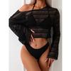 Mesh Bikinis Long Sleeved Beach Three Piece Swimsuit For Women Bikini Set Bathing Suit Summer Beachwear