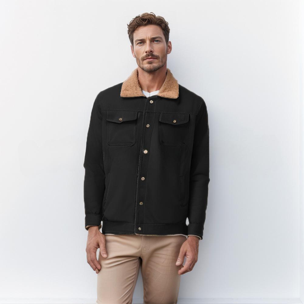 Мужская осенне-зимняя куртка с плюшевой подкладкой, хлопковая рабочая одежда, повседневное мужское пальто