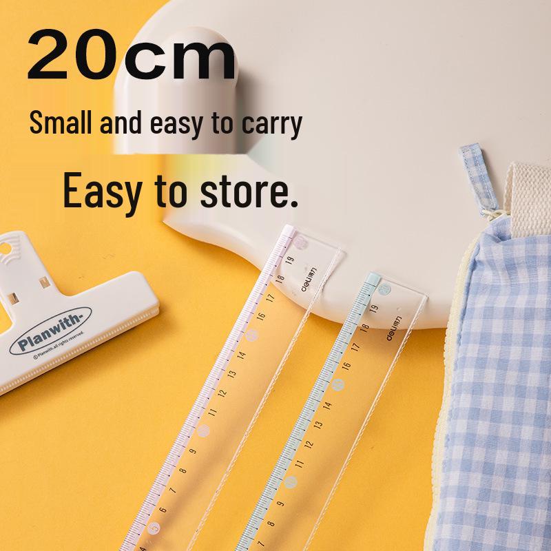 Deli V755 V756 Fashion Color Series Plastic Ruler Student Stationery Drawing Scale Tool