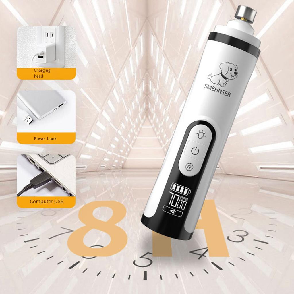 Шлифмашинка для ногтей для домашних животных с двумя светодиодами, профессиональные 3-скоростные электрические USB-триммеры для ногтей для собак, безопасный уход за лапами кошек