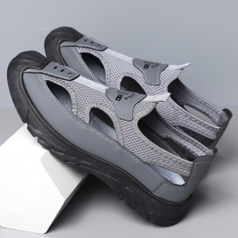 Outer Wear Men's Sandals Summer Hollow Mesh Casual Versatile Hole Shoes Outdoor Go Out Soft-soled Mesh Beach Shoes