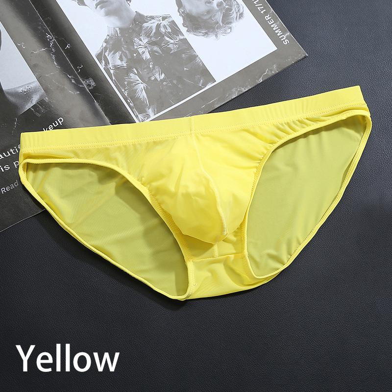 Men Bikini Erotic Underwear Seamless Ultra-thin Underwear Ice Silk Gay Panties Briefs Pouch Summer