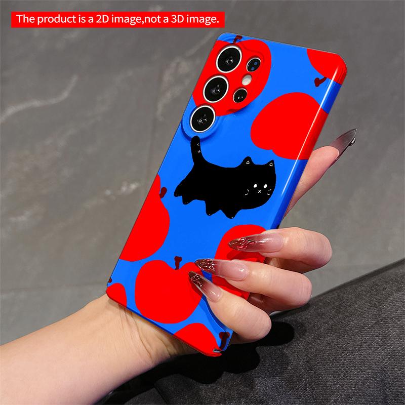 2DFlat Samsung phone case Black Cat Among Red Apples Phone Case Applicable to Galaxy S22 S23 S24 S25ULTRA S26 A12 A13 A14 A15 A16 A34 A35 A54 A55