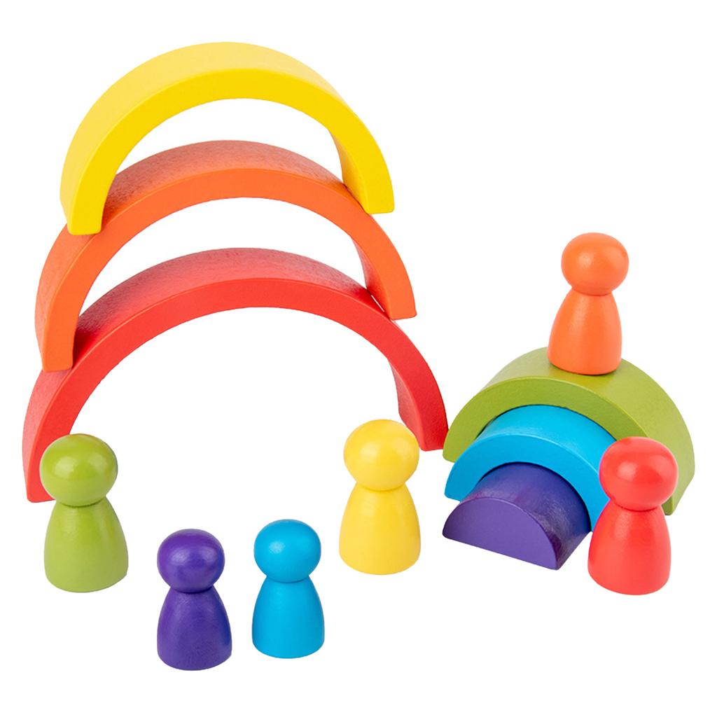 12 шт. Деревянные радужные stacking blocks Веселые строительные nesting toys Для детей Мальчиков