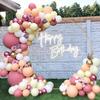 Balloon Garland - Gruilande - 98 Pieces - Pink, Apricot, White, Gold - Birthday Decoration - Party