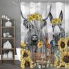 Подсолнух Шотландская корова и Осел Занавеска для душа, Декоративная занавеска для душа для ванной комнаты, Водонепроницаемая занавеска для душа с крючками