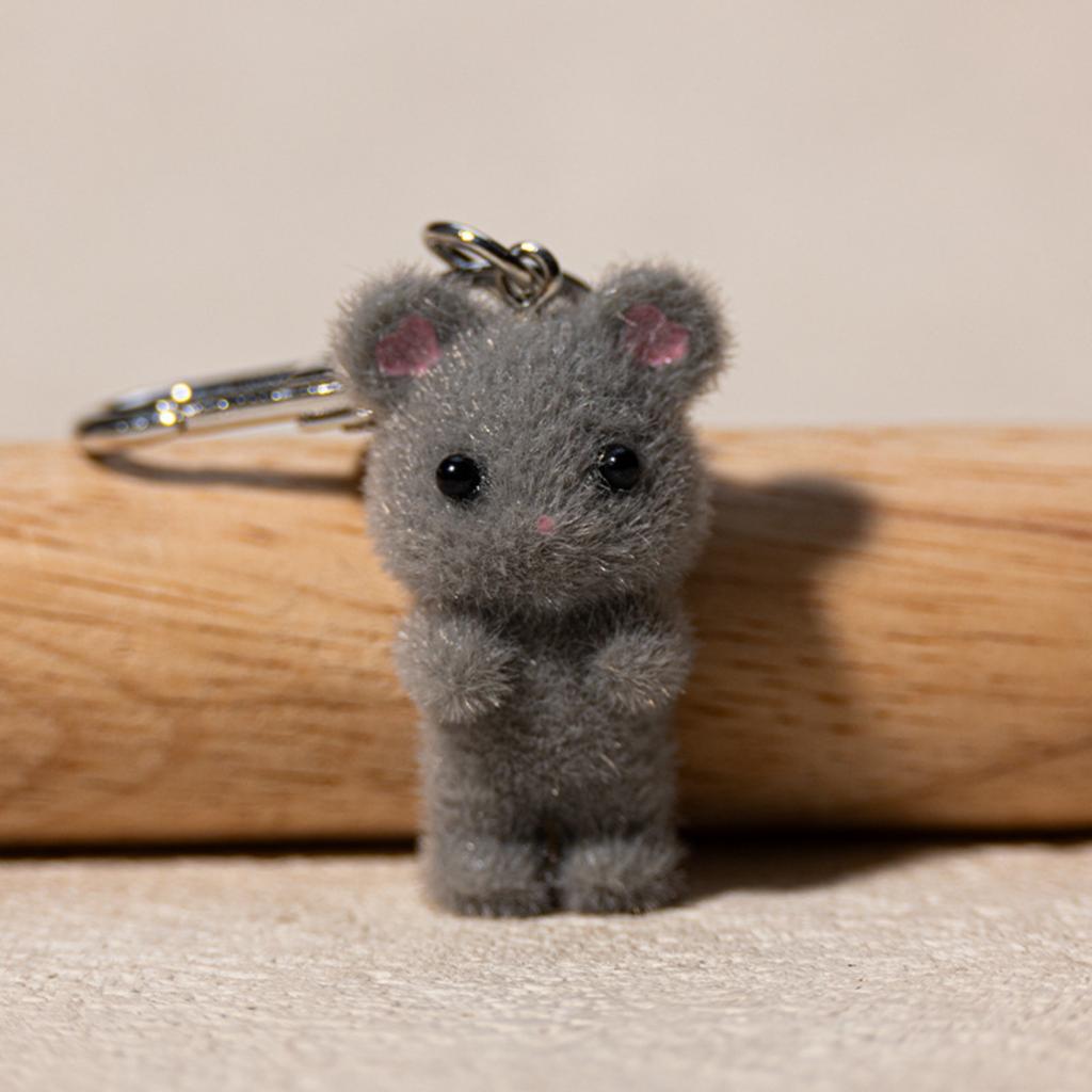 Resin Flocking Cute Three-dimensional Cat Keychain Pendant Car Key Chain Pendant Bag Pendant