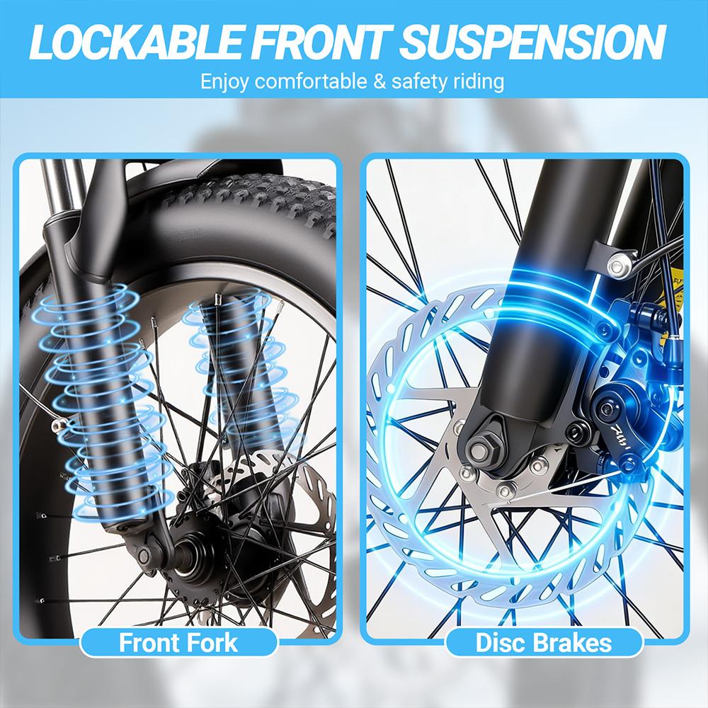 E-BYCCO S1 Adult Electric Bicycle 500W36V10.4AH Battery Electric Bike 20-Inch Tires All-Terrain Electric Bicycle
