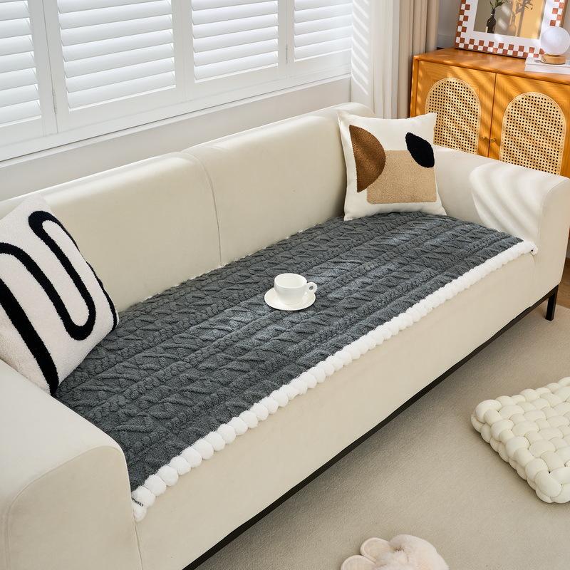 Премиальная цельная подушка для дивана Осенне-зимняя плюшевая подушка для сиденья Не теряет ворс, Тканевое полотенце-чехол для дивана Зимний новый чехол