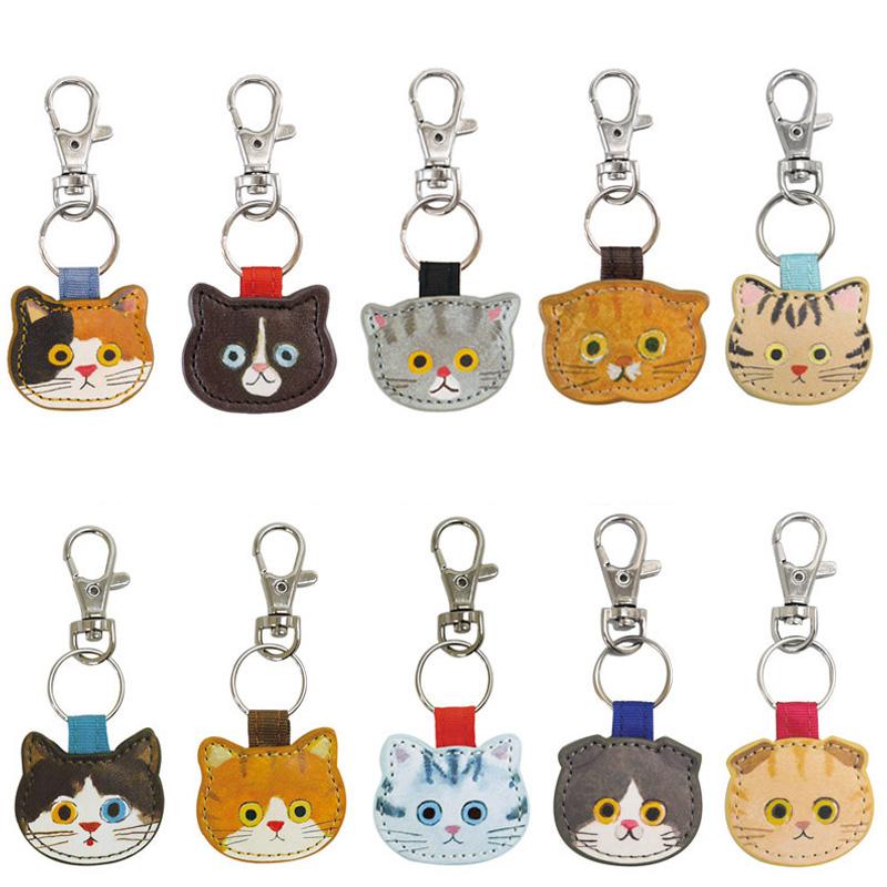 1PC Metal Cute Kitty Series Japanese Keychain Cartoon Leather Keyring Pendant Decorative Bag