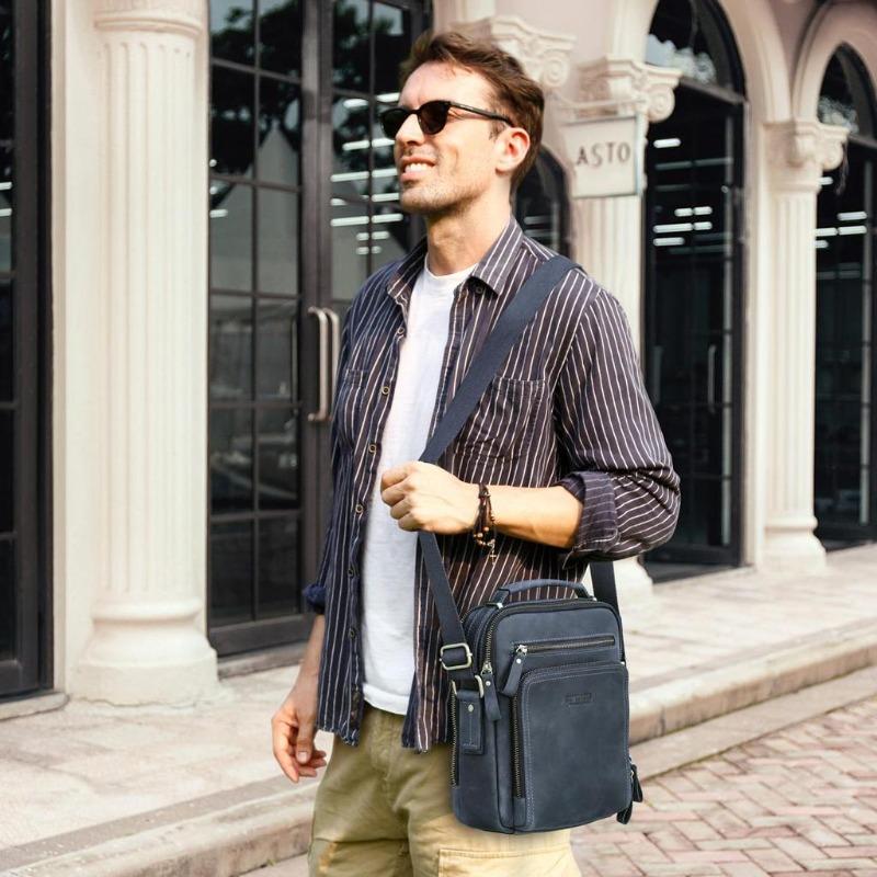 Мужские кожаные сумки-мессенджеры на плечо