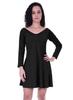 Womens Full Sleeve Shift Dress W  V Neck Cotton Casual Summer Dresses -