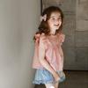 Summer 2024 Children's Doll Blouse: Embroidered Flutter Sleeve Cotton Top for Girls Ages 3-10