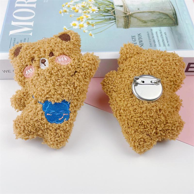 Плюшевый медведь брошь-подвеска для сумки, шарфа, одежды - милый мультяшный дизайн