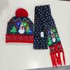 LED Light-Up Elk Jacquard Knit Hat & Scarf Set for Christmas & New Year.