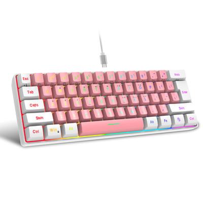 Проводная игровая клавиатура с 61 клавишей, USB-клавиатура с RGB-подсветкой для ноутбука, настольного компьютера, игровая клавиатура, проводная USB-клавиатура