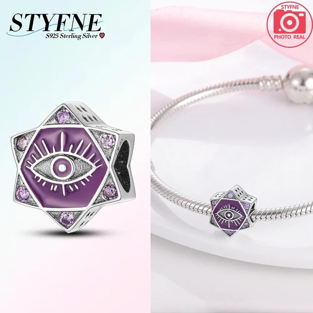 Синие Шармы Бусины Вращающийся Демонический Глаз Ладонь Луна Звездное Небо Медный Шарм Подходит для Оригинального Браслета с Подвесками Женские Украшения