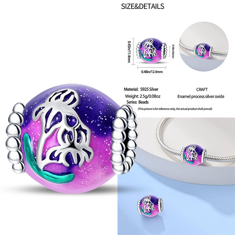 Copper Alarm Clock Starry Sky Pendant Heart-Shaped Charms Beaded Fit Original Bracelet Jewelry Women Diy