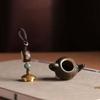 Waterproof Little Teapot Keychain Mini Green Sandalwood Phone Chain Carved Teapot Pendant  Car Key