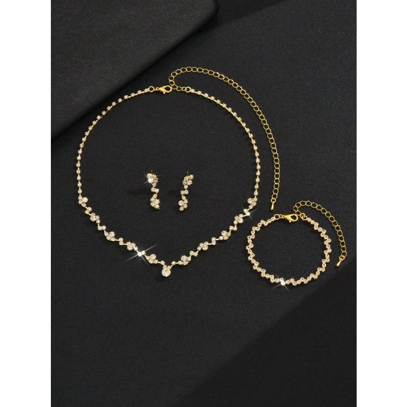 Европейский и американский стиль, трансграничный набор ожерелья, серег и браслета, 4 предмета, свадебные украшения для банкета и вечеринки, модные и универсальные